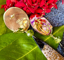 Limpet, Coral & Peridot, Vermeil Earrings