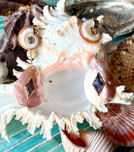 Pink Nacre, Pearl, Fluorite Vermeil Earrings