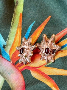 African Limpet Earrings with Pyrope Garnets