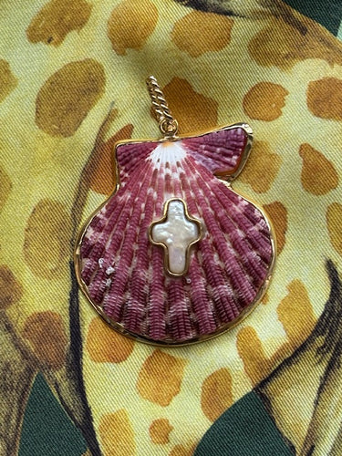 St. James Scallop Pendant with Pearl Cross