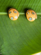 Unusual Gold Natica Sleeper Vermeil Earrings with Blue Topaz