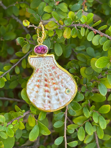 Spiny Oyster, Tourmaline Pendant
