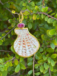 Spiny Oyster, Tourmaline Pendant