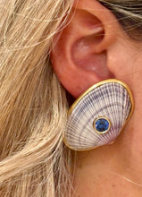 Lavender  Cockle & Blue Sapphire, Vermeil Earrings