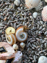 Shaved Clam, Rams’ Heads and Flourite Vermeil Earrings