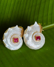 Delphinula and Sapphire Vermeil Earrings