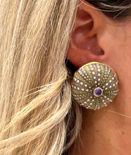 Sea Urchin & Sapphire, Vermeil Earrings