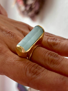 Modern Green Sugar Amethyst Ring