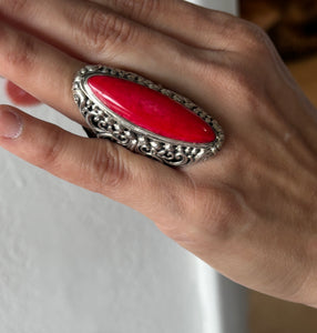 Apple Coral & Sterling Ring