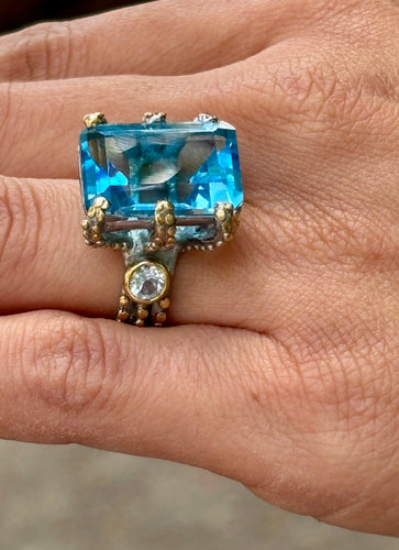 Elegant Cocktail Ring of Swiss Topaz