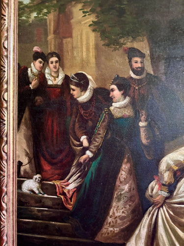 19th c large Spanish Oil with handmade frame