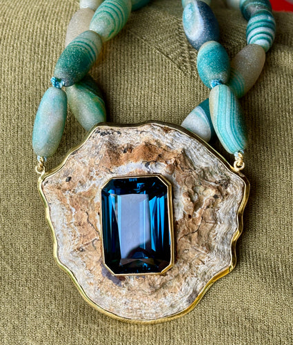 Botswana Bead Botswana beads, Blue Topaz Necklace