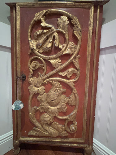 Wonderful Painted, Gilded Corner Cabinets