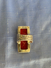 Contemporary Hammered, Coral Ring