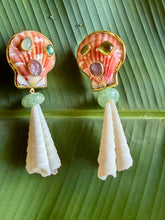 Scallop and Terebra Drop Earrings with Gemstones