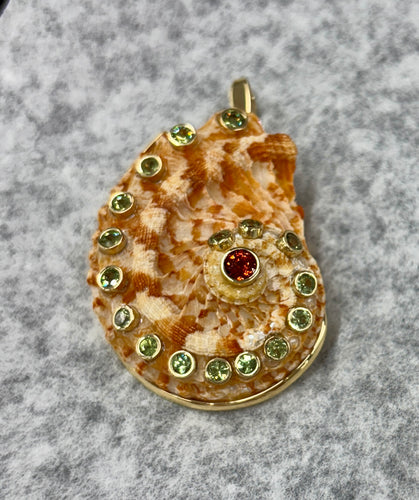 14-karat Gold Abalone Brooch/Pendant with Sapphire