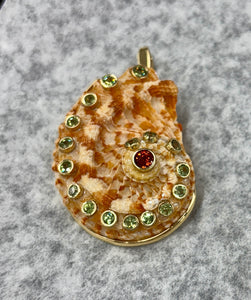 14-karat Gold Abalone Brooch/Pendant with Sapphire