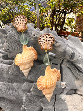 Maple Leaf Shell Earrings with Sugar Aquamaringes