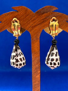 Scallop , Conus and Italian Coral Earrings