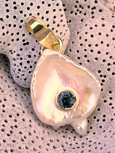 14-karat Lorelei Baroque Pearl Charm with Sapphire