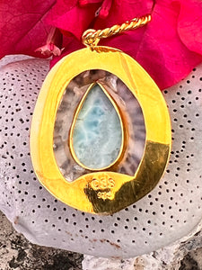 Limpet Shell Pendant with Larimar