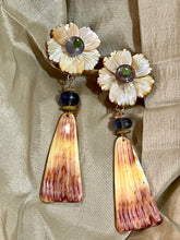 Abalone Flower and Spondilius Earrings