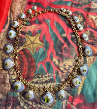 Purple Clam Shell Necklace with Faceted Peridot