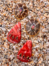Limpet & Spondilius Shell Drop Earrings set with Garnets