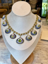 Purple Clam Shell Necklace with Faceted Peridot
