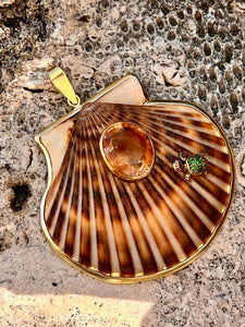 St. James Scallop Pendant with Tsavorite & Topaz