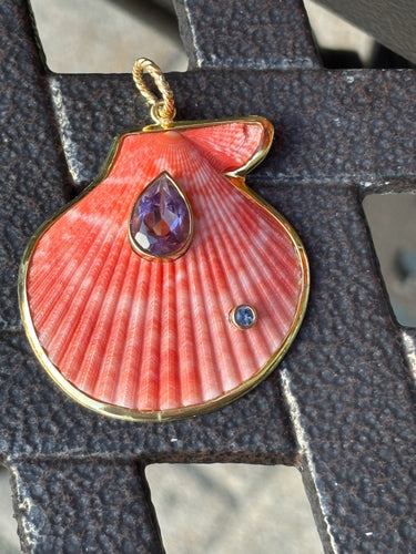 St. James Scallop Pendant with Amethyst & Tanzanite