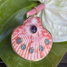 St. James Scallop Pendant with Amethyst & Amazonite