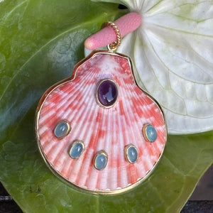 St. James Scallop Pendant with Amethyst & Amazonite