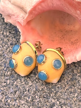 10-karat Gold Sleeper Shell Earrings with Amazonite