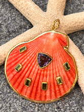 St. James Scallop Pendant with Tanzanite & Peridot