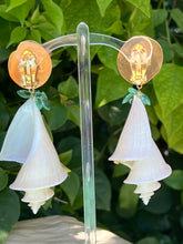 Japanese Wonder Shell Earrings with Sapphire and Fluorite Birolettes