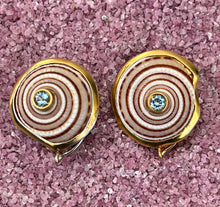 Sundial Shells & Carved Conch Earrings with Sapphires