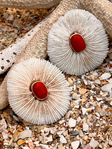 14-karat Gold Mushroom Coral Earrings with Italian Coral