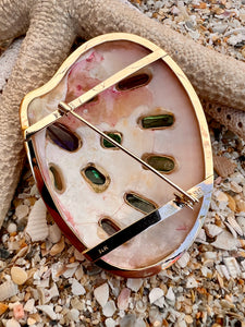 Calista Shell 14-karat Gold Pendant with Tourmaline