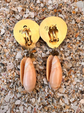 Pink Olive Shell Drop Earrings with Swiss Blue Topaz