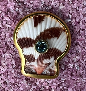 Calico Scallop Earrrings with Topaz