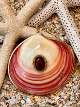 Pink Tiger Clam Pendant with Pink Tourmaline