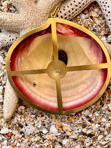 Pink Tiger Clam Pendant with Pink Tourmaline