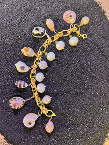 14-Karat Gold Lorelei Shell & Pearl Charm Bracelet