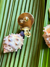 Drupa Shell Drop Earrings with Coral & Lolite
