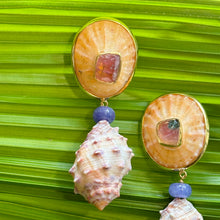 Drupa Shell Drop Earrings with Tourmaline