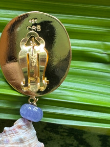 Drupa Shell Drop Earrings with Tourmaline