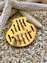 Lion's Paw Shell Brooch with Peridot & Amazonite
