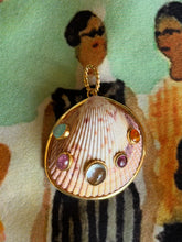 Cockle Shell Pendant set with Gemstone Cabochons