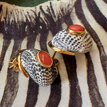 14-karat Gold Nerite Shell Earrings with Red Coral